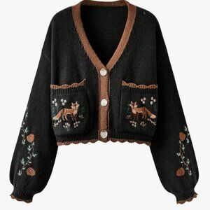 Foxes And Acorns Cropped Cardigan